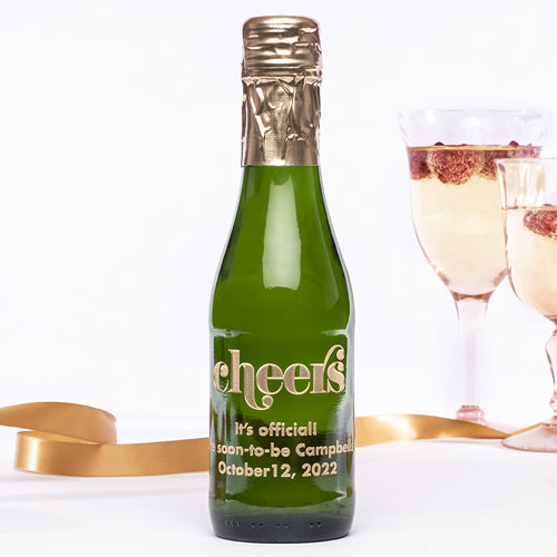 Eloquent Cheers Etched Favor Sets — engraved personalized design