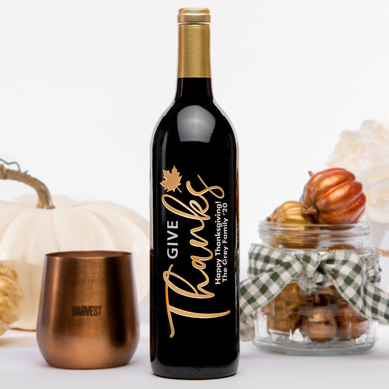 Give Thanks — Engraved Wine Bottle