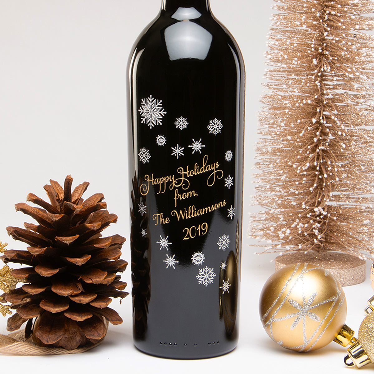 Holiday in Snowflakes — engraved personalized design