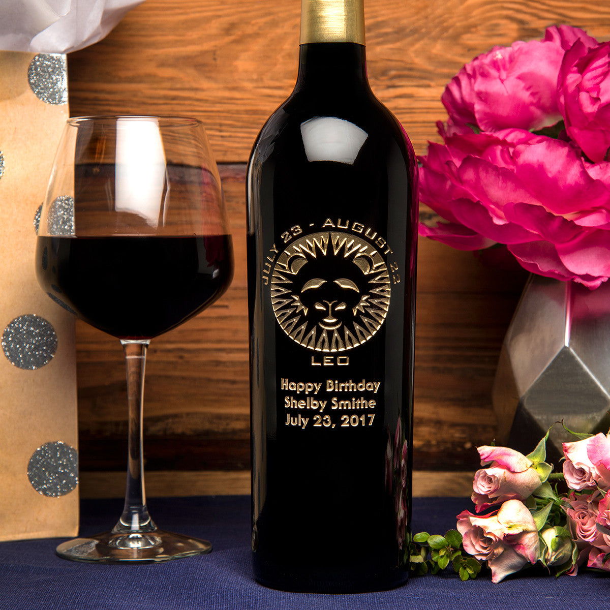 Leo Birthday — Engraved Wine Bottle