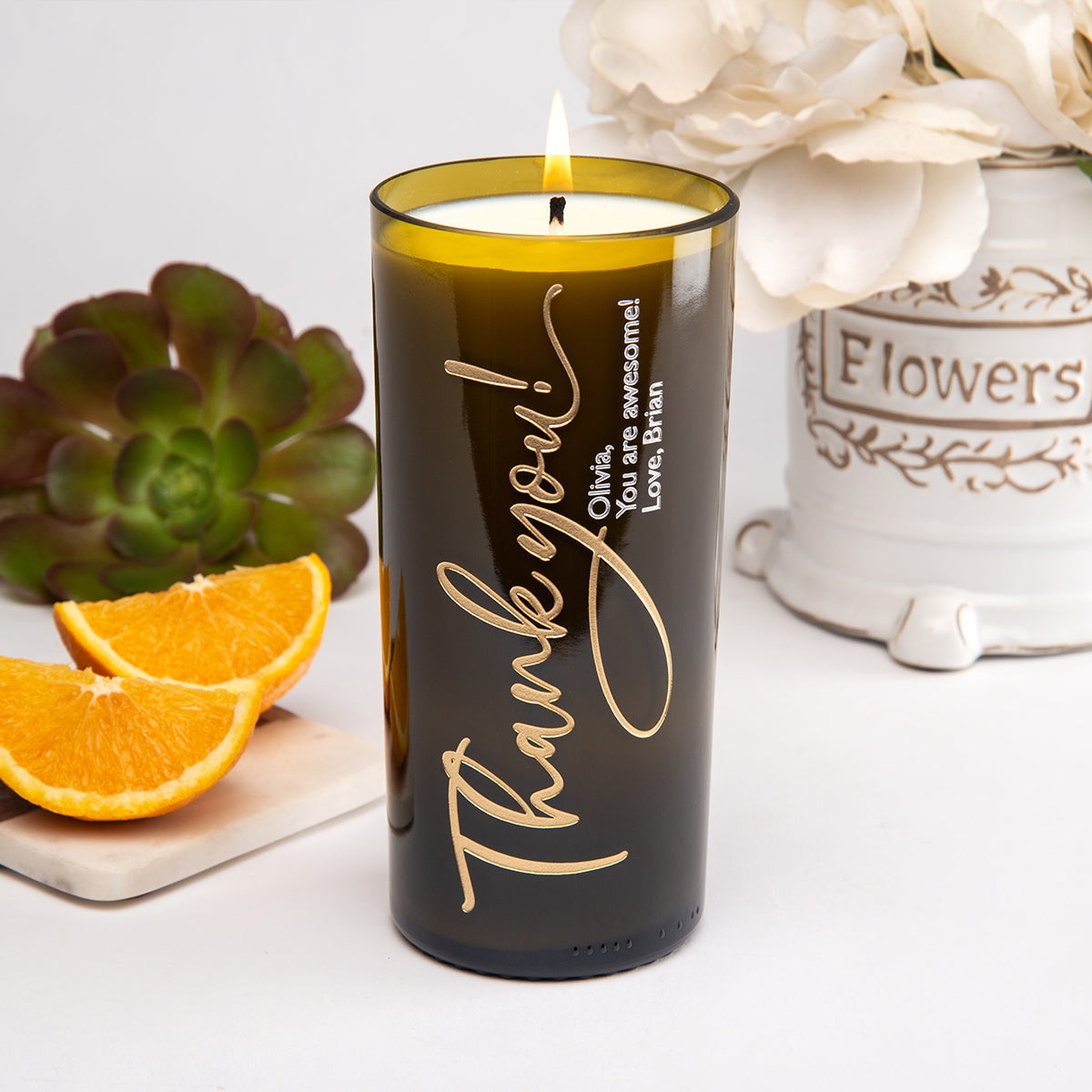 Thank you Script Personalized Candle