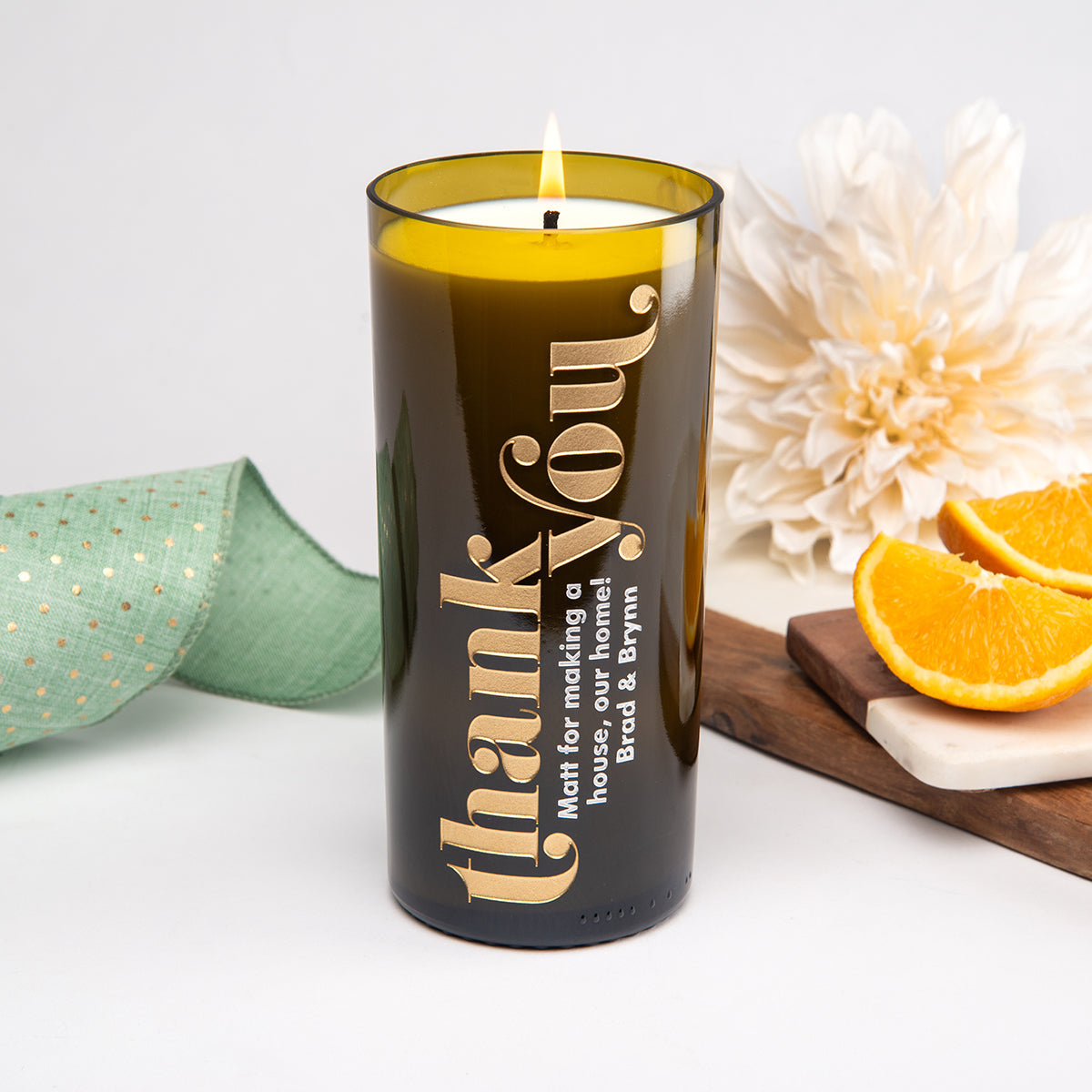 Eloquent Thank You Personalized Candle — engraved personalized design