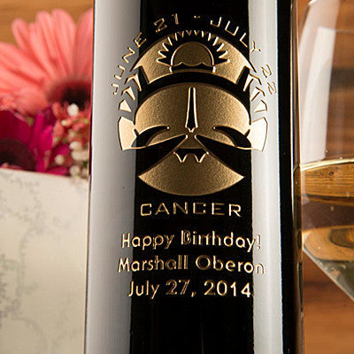 Cancer Birthday — Engraved Wine Bottle