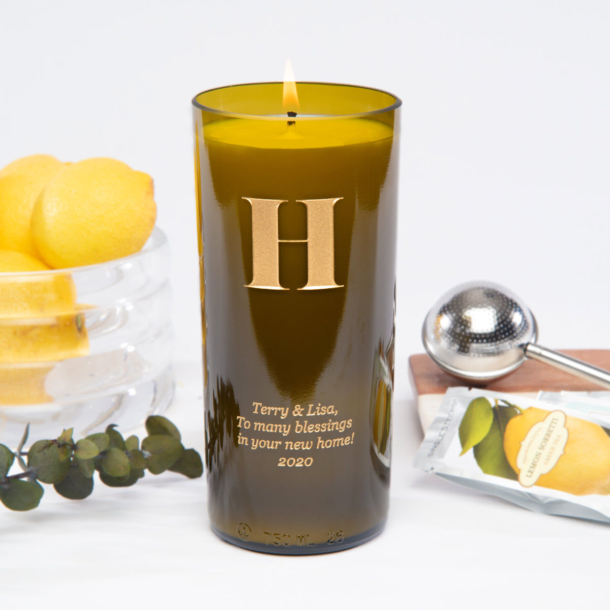 Eloquent Monogram Personalized Candle — engraved personalized design