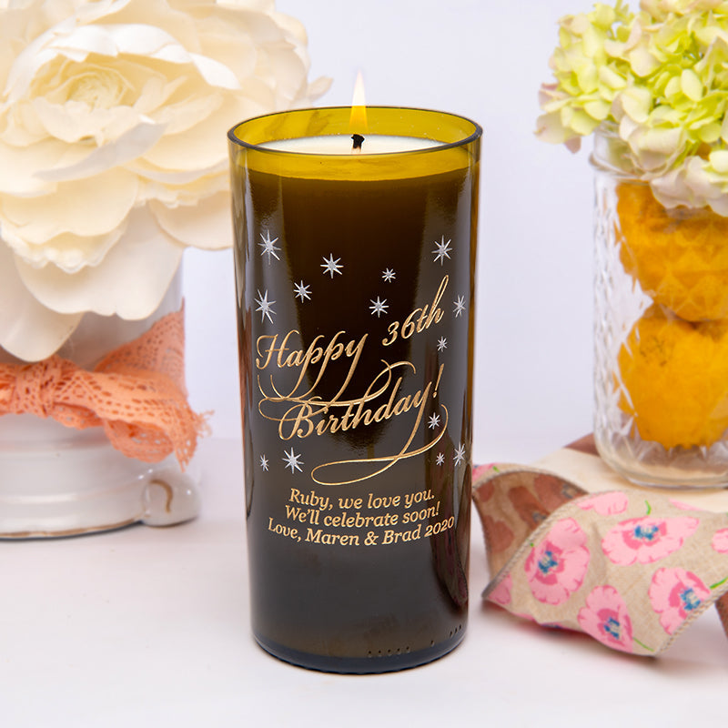 Classic Birthday Personalized Candle — engraved personalized design