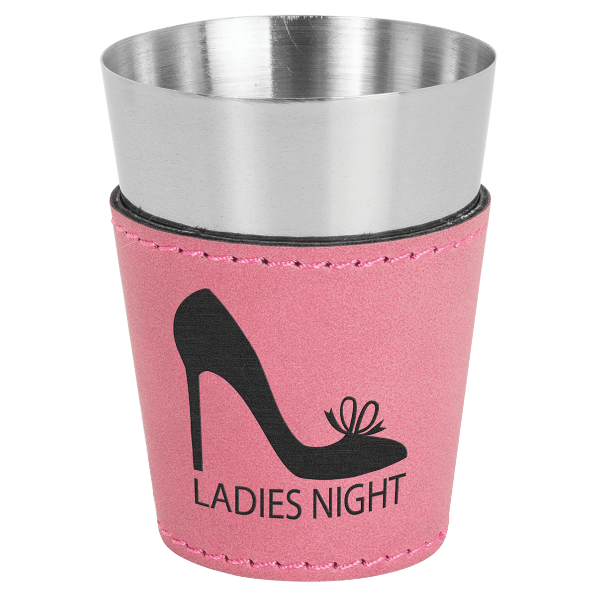 2 oz. Shot Glass — Pink Laserable Leatherette & Stainless Steel