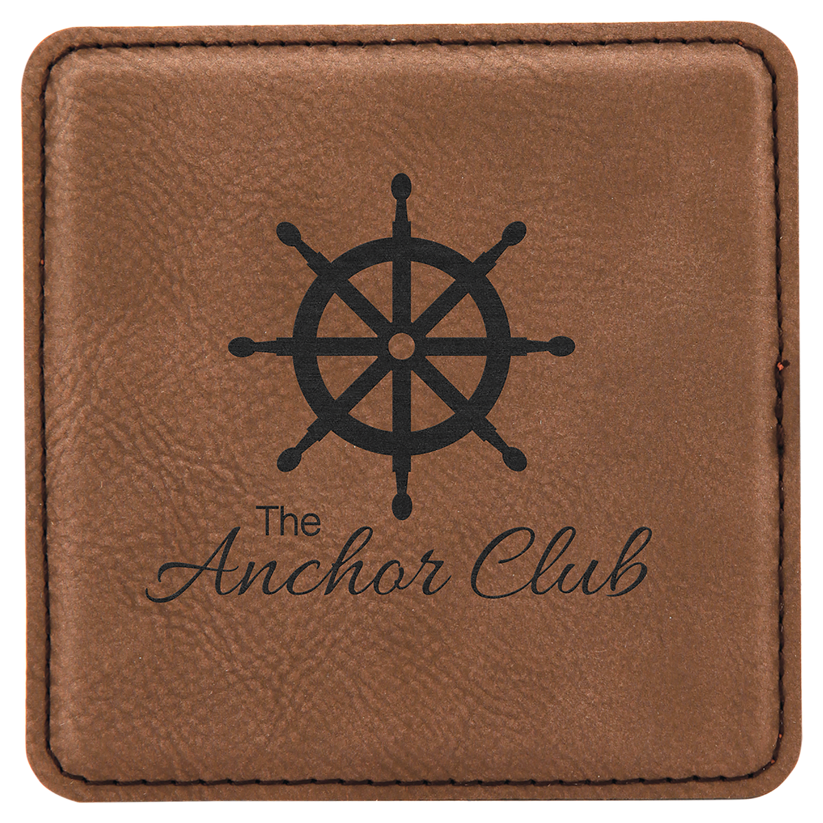 4" x 4" Square Laserable Leatherette Coaster — Dark Brown