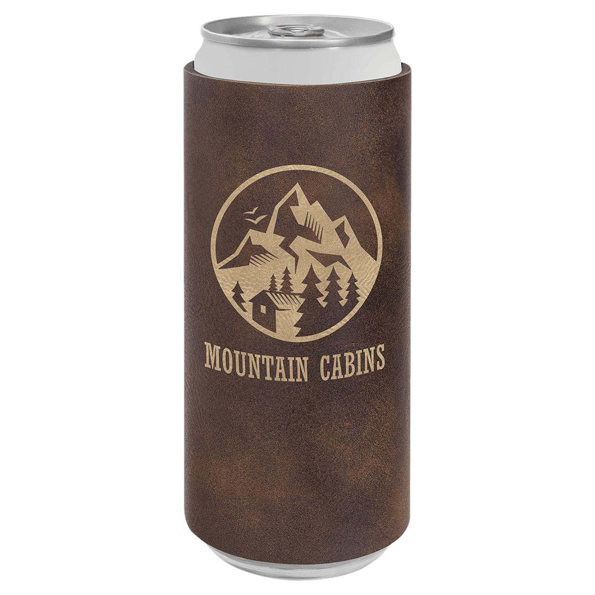 Laserable Leatherette Slim Beverage Holder — Rustic/Gold