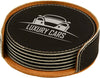 4" Round Laserable Leatherette 6-Coaster Set