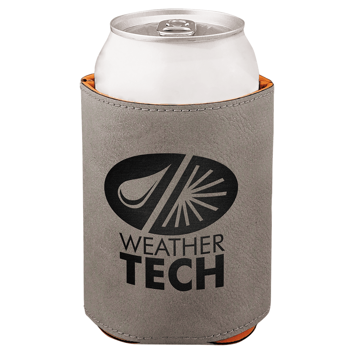 3 3/4" Laserable Leatherette Beverage Holder — Gray