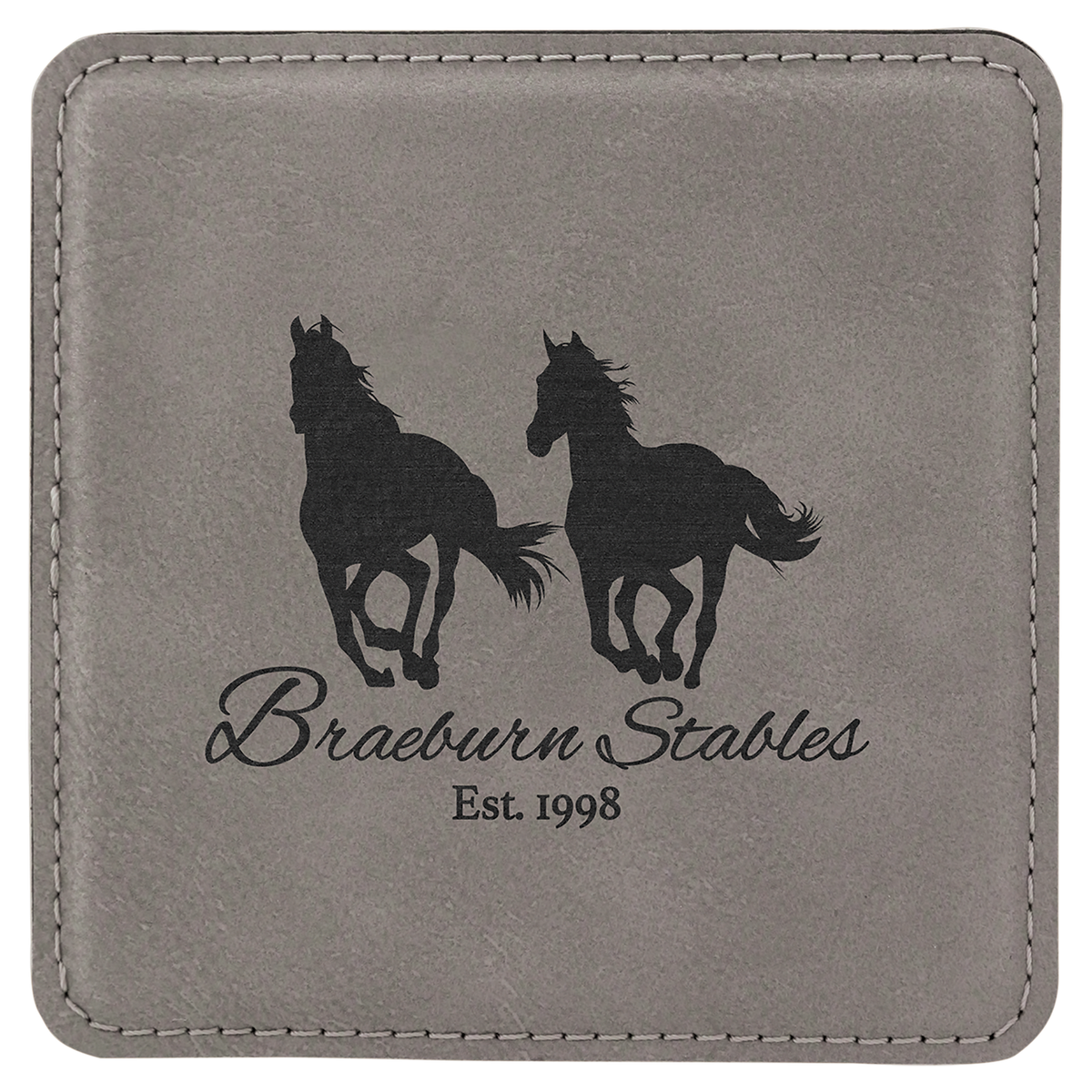 4" x 4" Square Laserable Leatherette Coaster — Gray