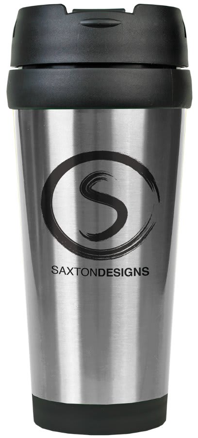 16 oz. Travel Mug without Handle — Silver Laserable Stainless Steel