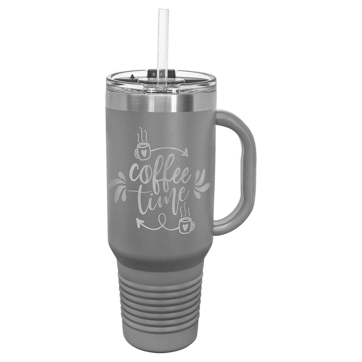 Polar Camel 40 oz. Travel Mug with Snap Lid & Straw — Dark Gray