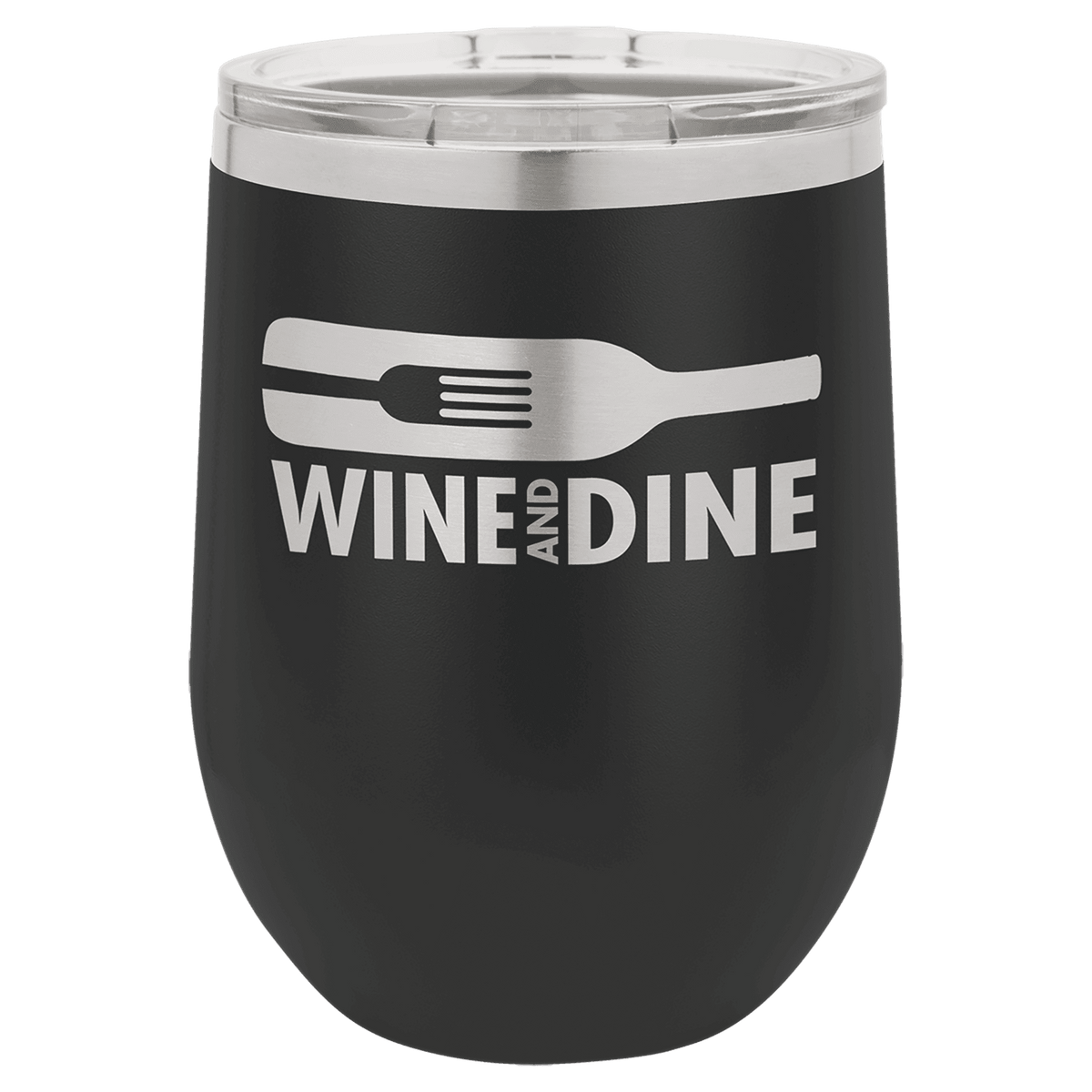Polar Camel Stemless Wine Tumbler with Standard Lid — 12 oz / Black