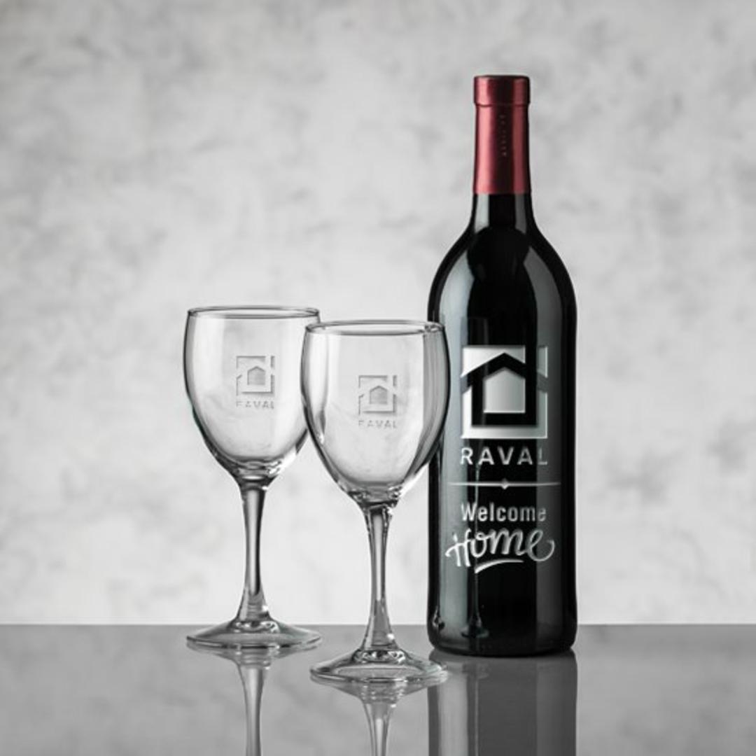 Custom Engraved Wine Bottle & Two-Glass Gift Set