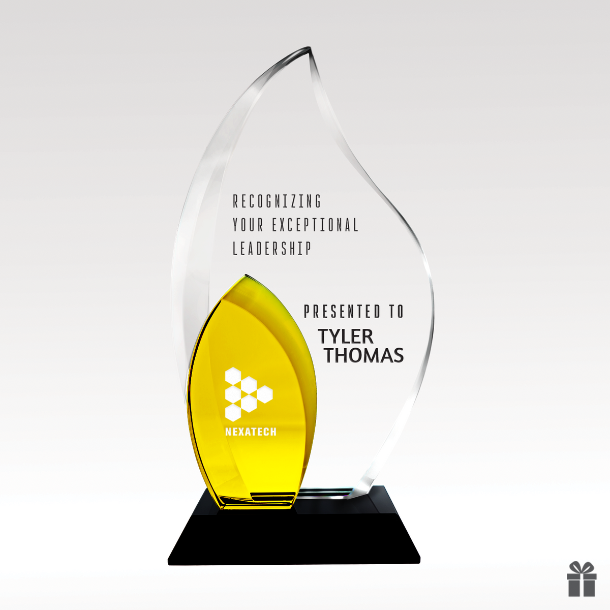 Ember Yellow Accent Optical Crystal Award