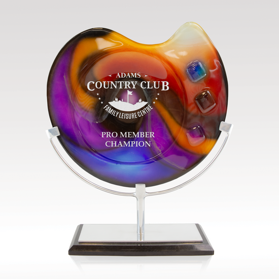 Delphi II Art Glass Award — Metal and Marble Base