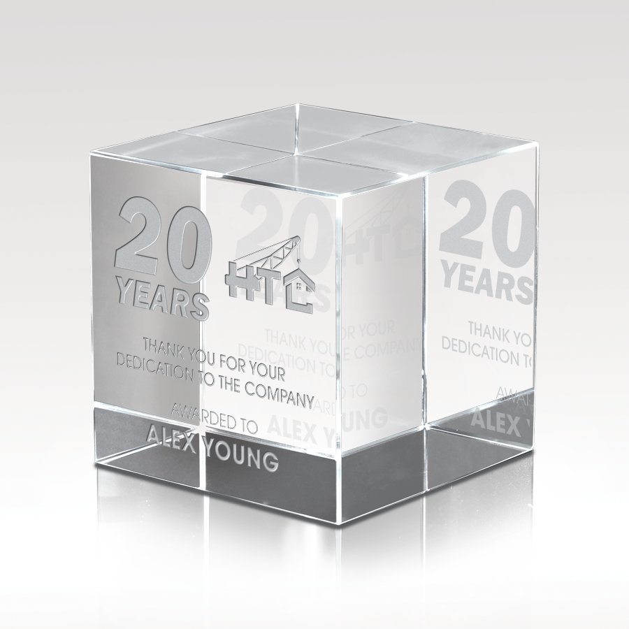 Optical Crystal Cube — Surface or Subsurface Engraving
