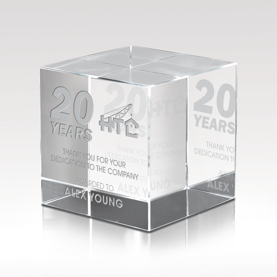 Optical Crystal Cube — Surface or Subsurface Engraving