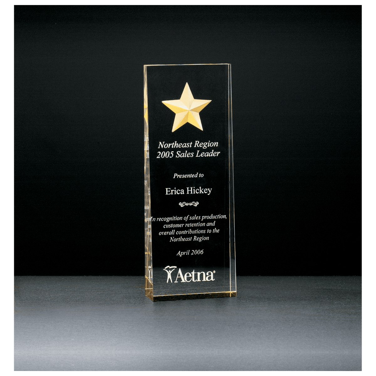 2 7/8" x 8" Constellation Series Etched Star with Gold Paint-Filled and Mirrored Bottom Acrylic