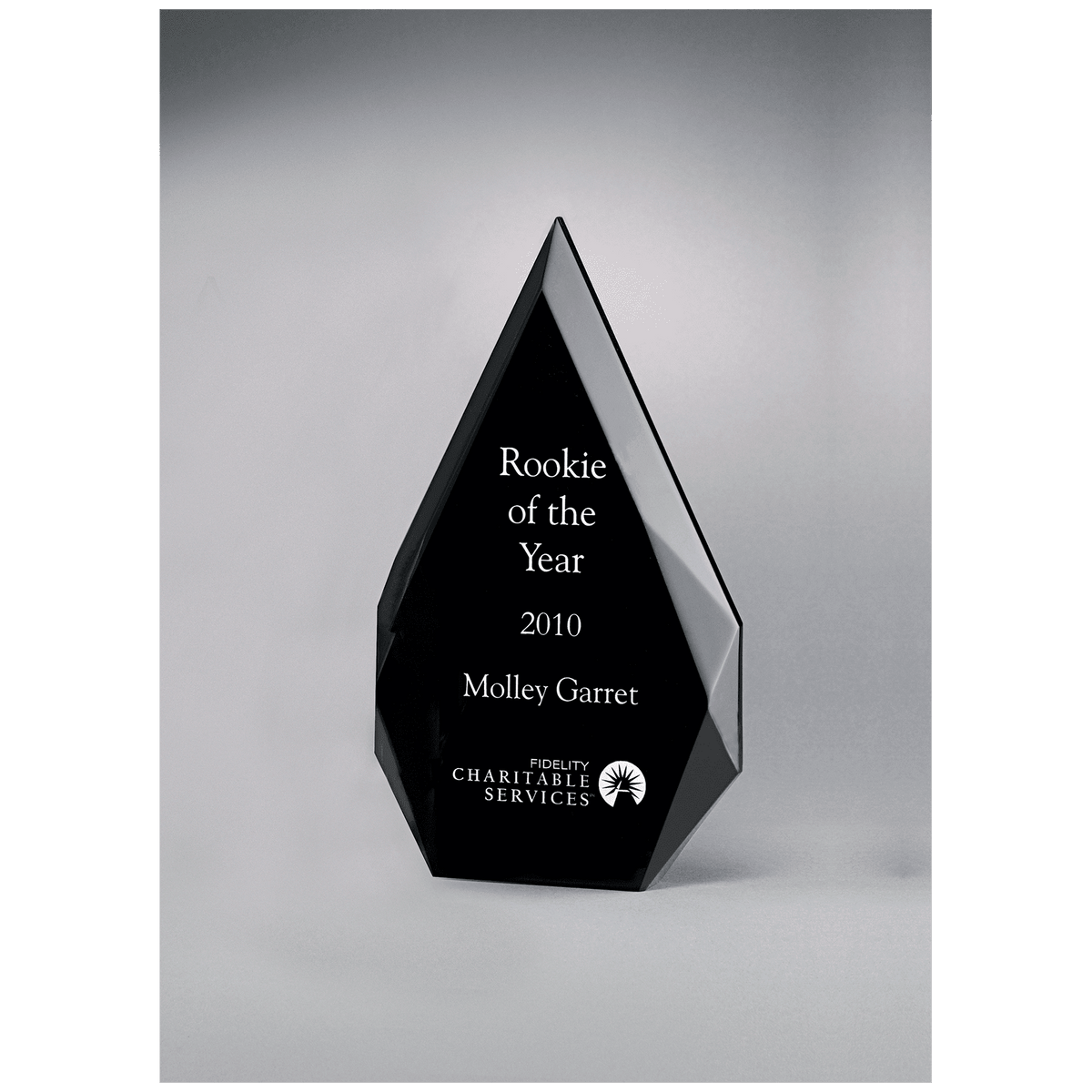 Flame Series Clear Freestanding Acrylic with Black Silk Screened Back