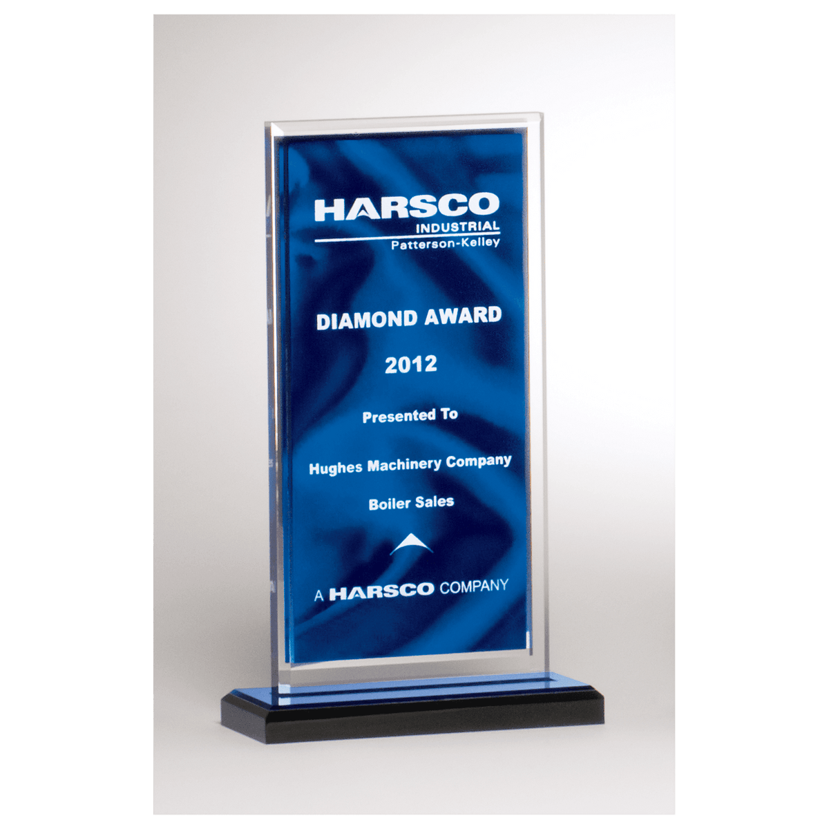 Dark Blue Draped Satin Patterned Acrylic with Silver Mirror Border, Black with Blue Top Base