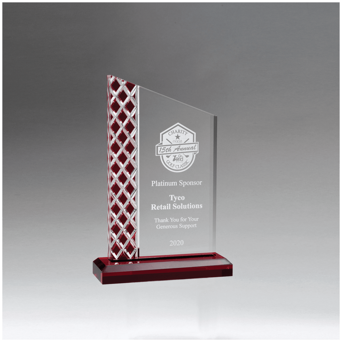 Zenith Series Clear Acrylic with Lattice Pattern and Red Metallic Accent