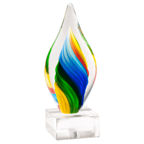9" Rainbow Twist Art Glass on Clear Glass Base-No Plate