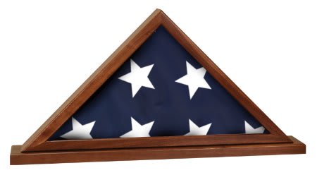 Genuine Walnut Flag Display Case with Attached Base