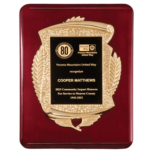 Rosewood Gold Scroll Plaque