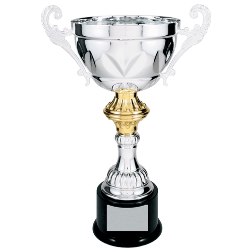 14 1/2" Silver Completed Metal Cup Trophy on Plastic Base