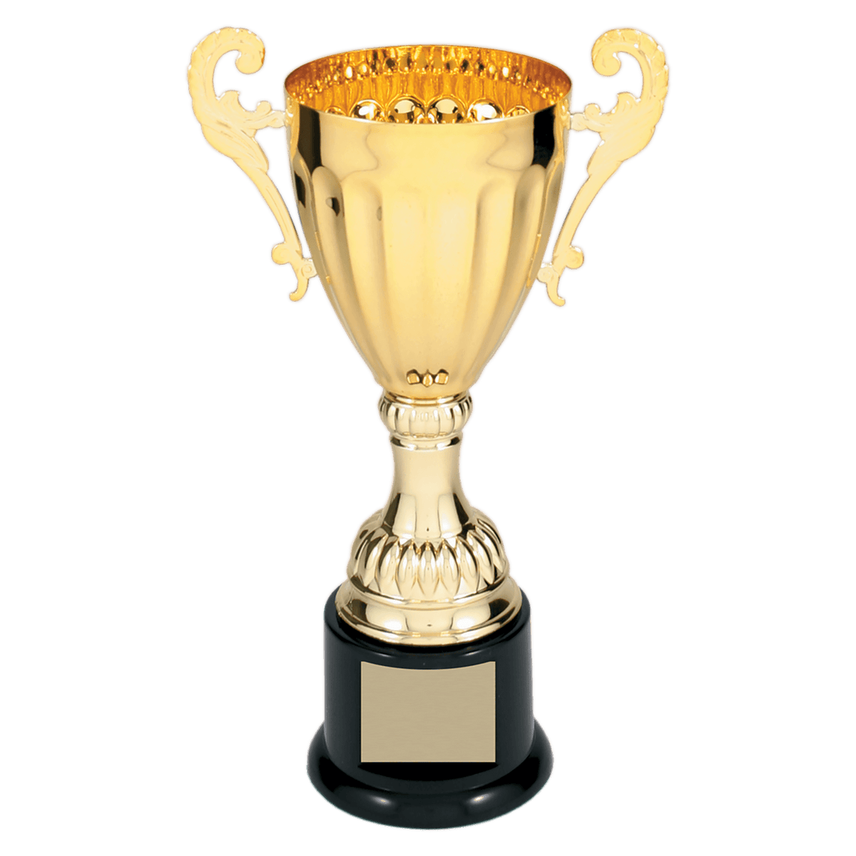 Gold Completed Metal Cup Trophy on Plastic Base
