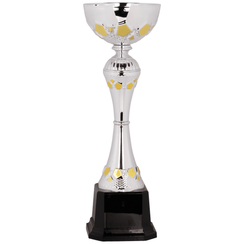 Silver/Gold Completed Metal Cup Trophy on Plastic Base