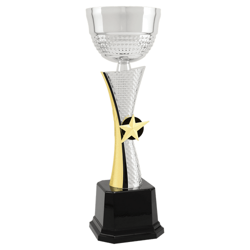 Silver/Gold Textured Completed Metal Cup Trophy