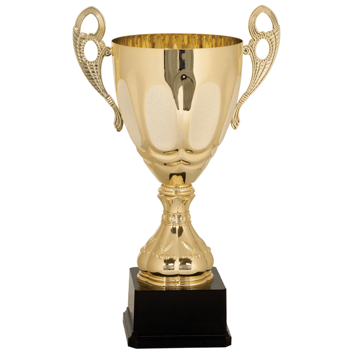 Gold Completed Metal Cup Trophy on Plastic Base