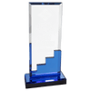 Crystal Blue Staircase Award with Blue Mirror Base