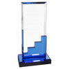 Crystal Blue Staircase Award with Blue Mirror Base