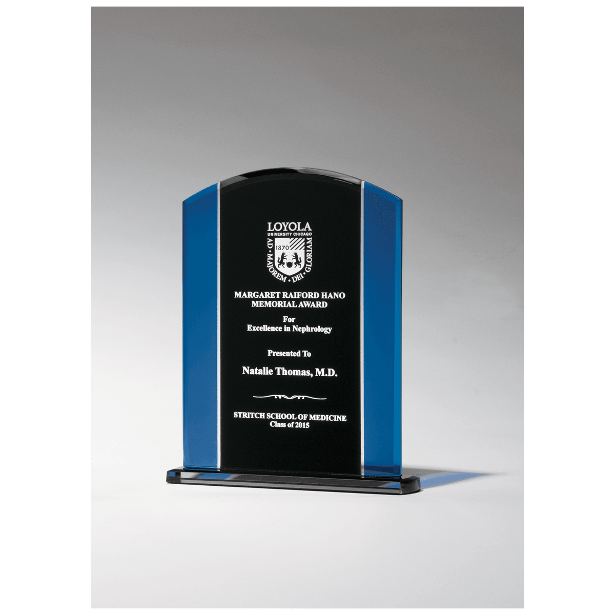 5 5/8" x 7 1/4" Clear Glass with Blue/Black Silkscreened Upright and Black Screened Base