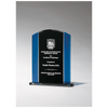 Clear Glass Award with Blue/Black Silkscreened Upright