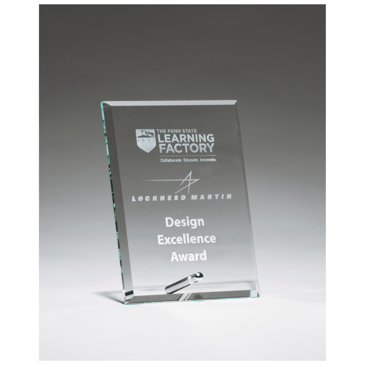 6" x 8" Clear Glass Award with Silver Plated Easel Post