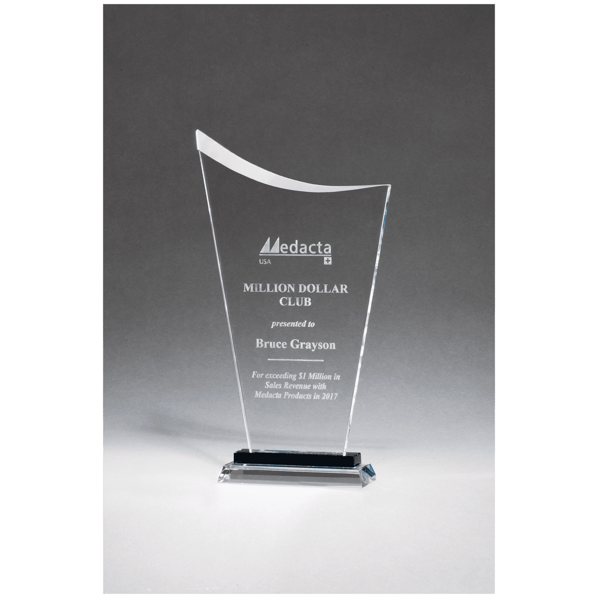 Contemporary Clear Glass Award with Pedestal Base