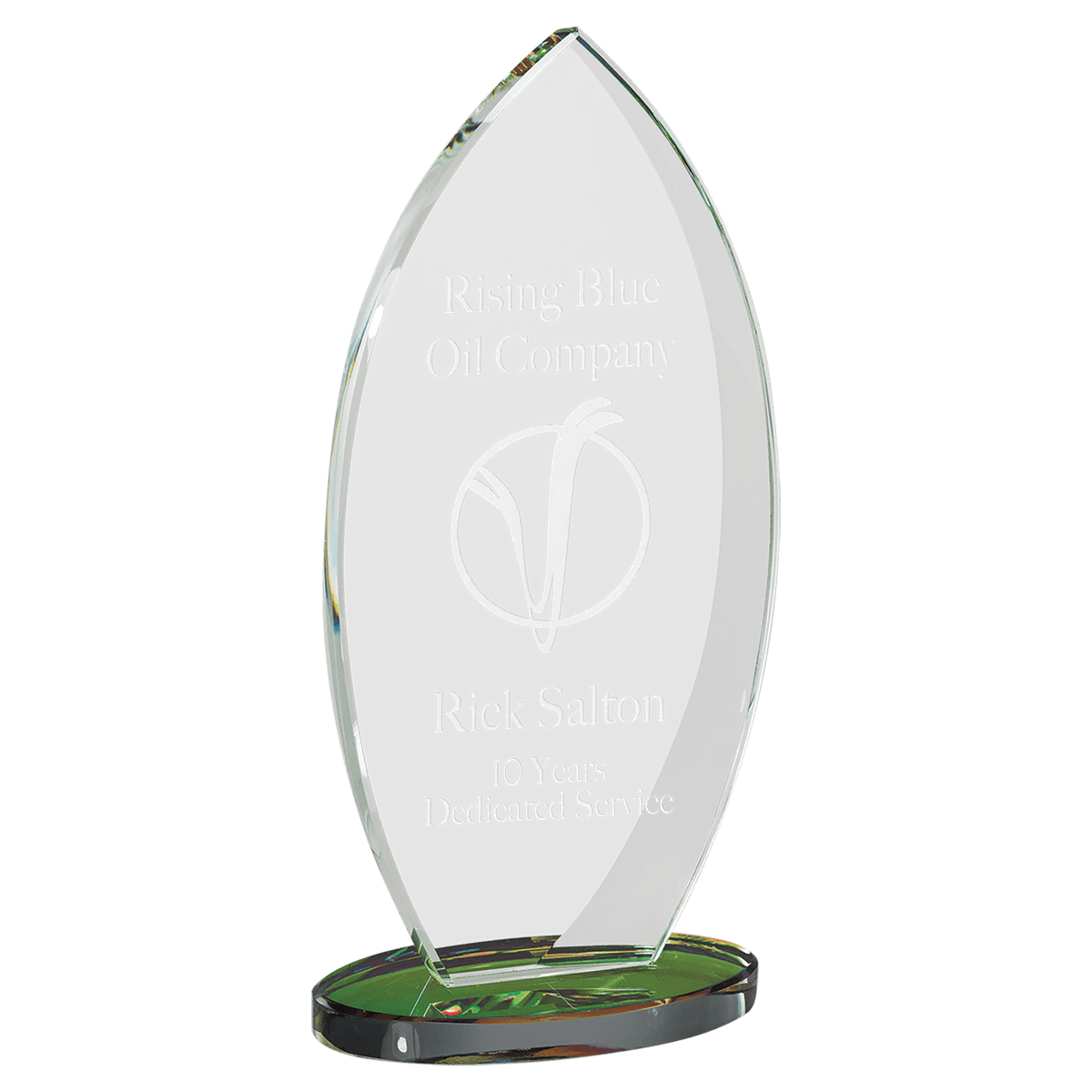 Flame Series Clear Glass Award with Prism-Effect Base
