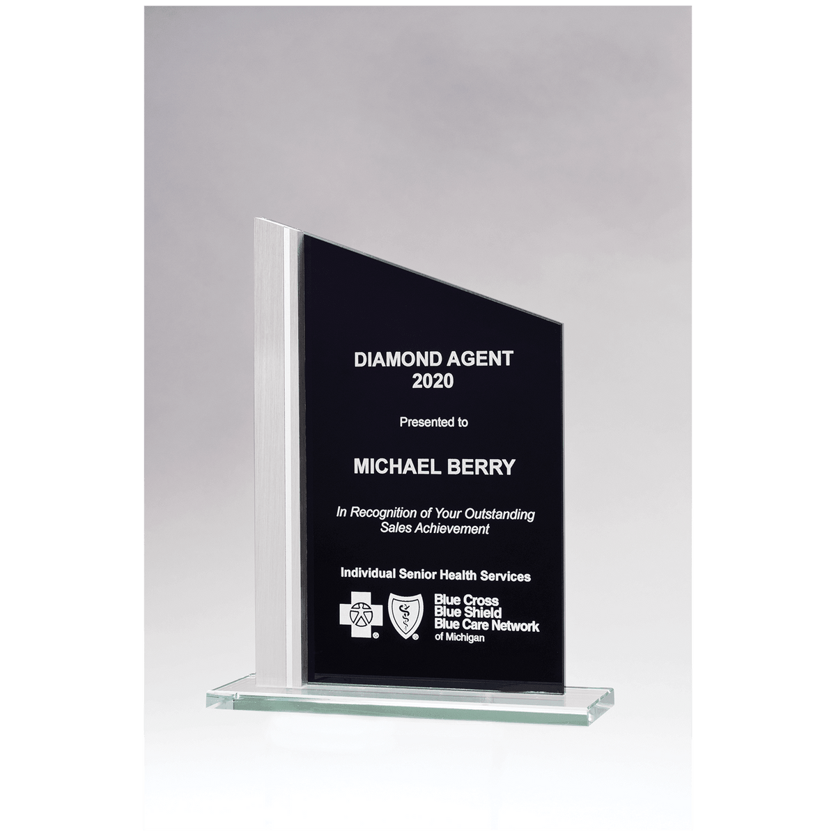 Zenith Series Black Silkscreened Glass with Brushed Aluminum Post