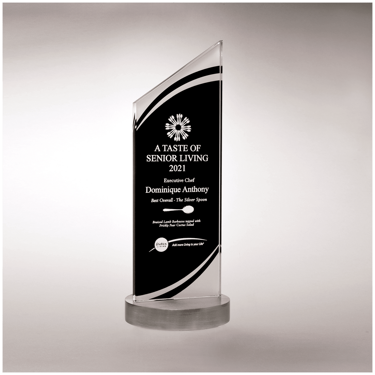 3 1/2" x 10 7/8" x 3/8" Thick Zenith Series Black Silkscreened Glass with Frosted Accents, Heavy Aluminum Base