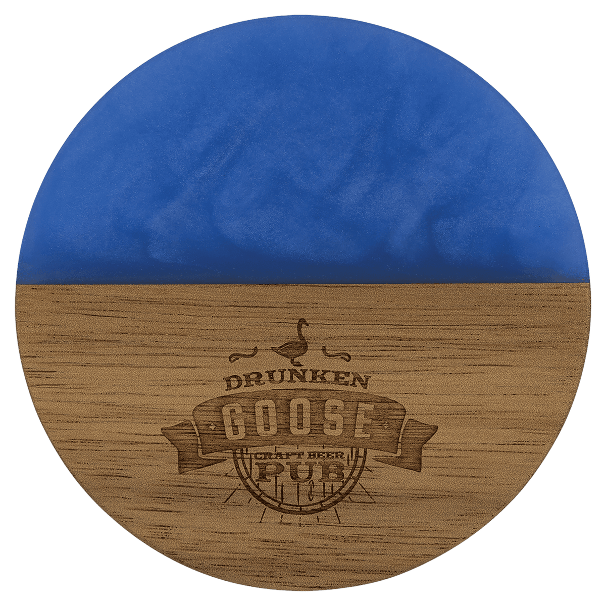 4" Acacia with Blue Pearl Resin Round Coaster