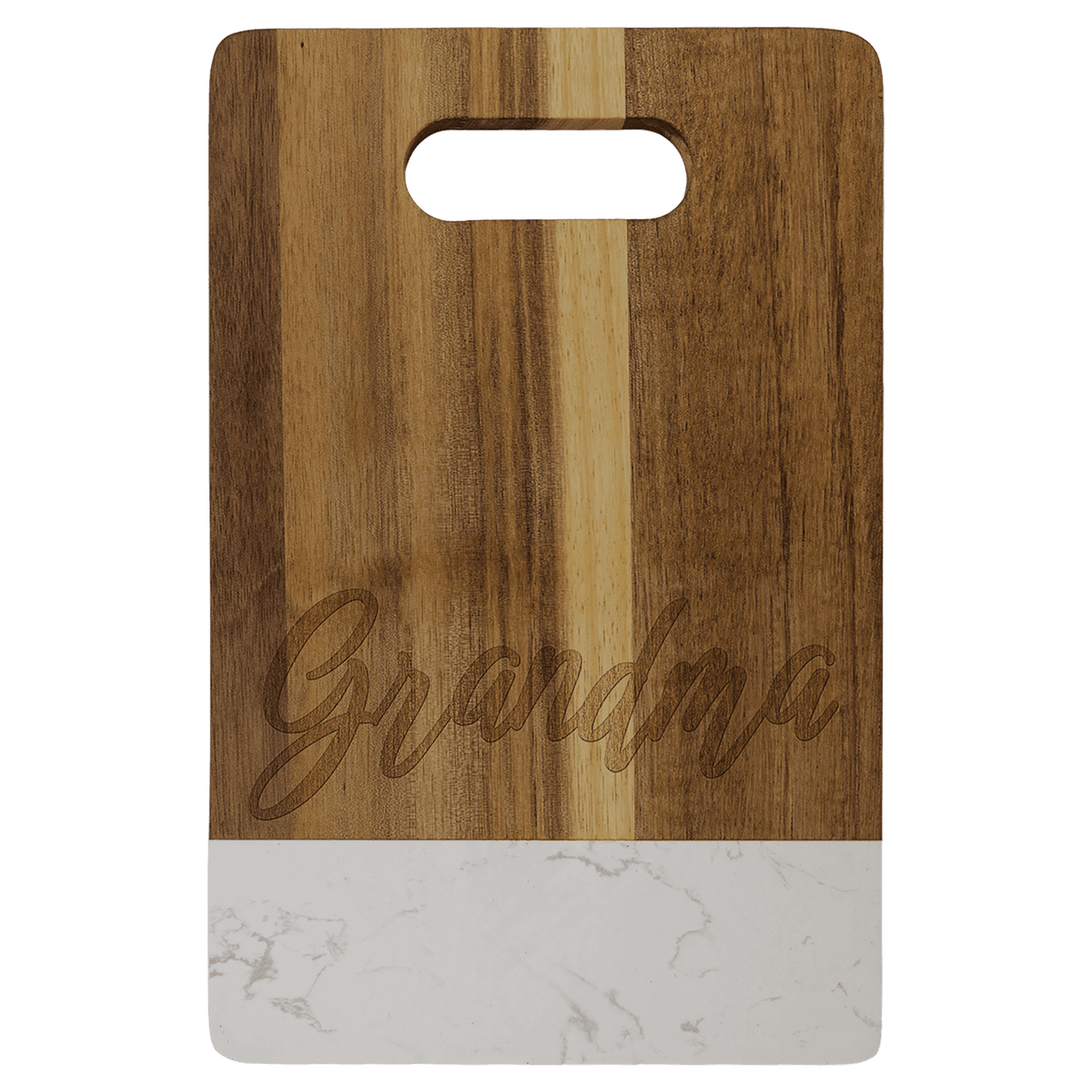 Acacia with Marble Accent Rectangle Cutting Board with Handle