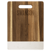 Acacia with Marble Accent Rectangle Cutting Board with Handle