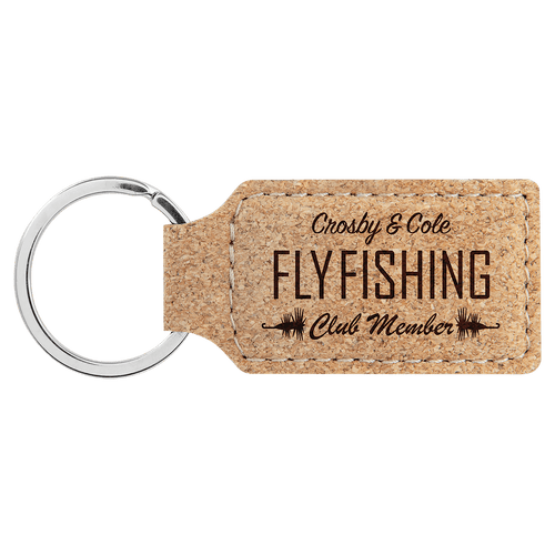 2 3/4" x 1 1/4" Cork Rectangle Keychain