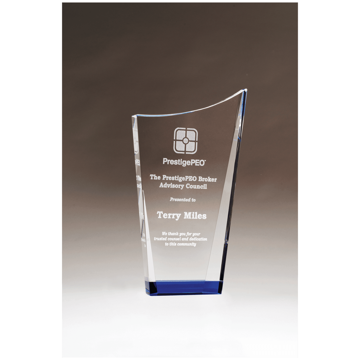5 1/8" x 8 7/8" Contemporary Series Crystal with Blue Cry stal Bottom