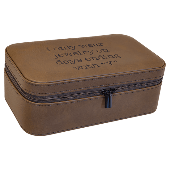 Personalized Leatherette Travel Jewelry Box — 7½" × 4½", Black Lining